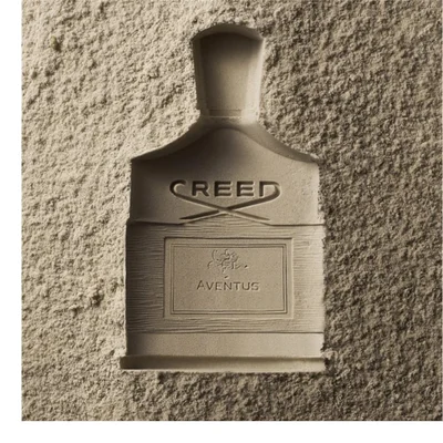 Creed Aventus fragrance bottle shower gel and after-shave lotion are shown with text CREED 1760 AVENTUS GEL DOUCHE SHOWER GEL CREED AVENTUS EMULSION APRES-RASAGE LOTION AFTER-SHAVE AVENTUS.